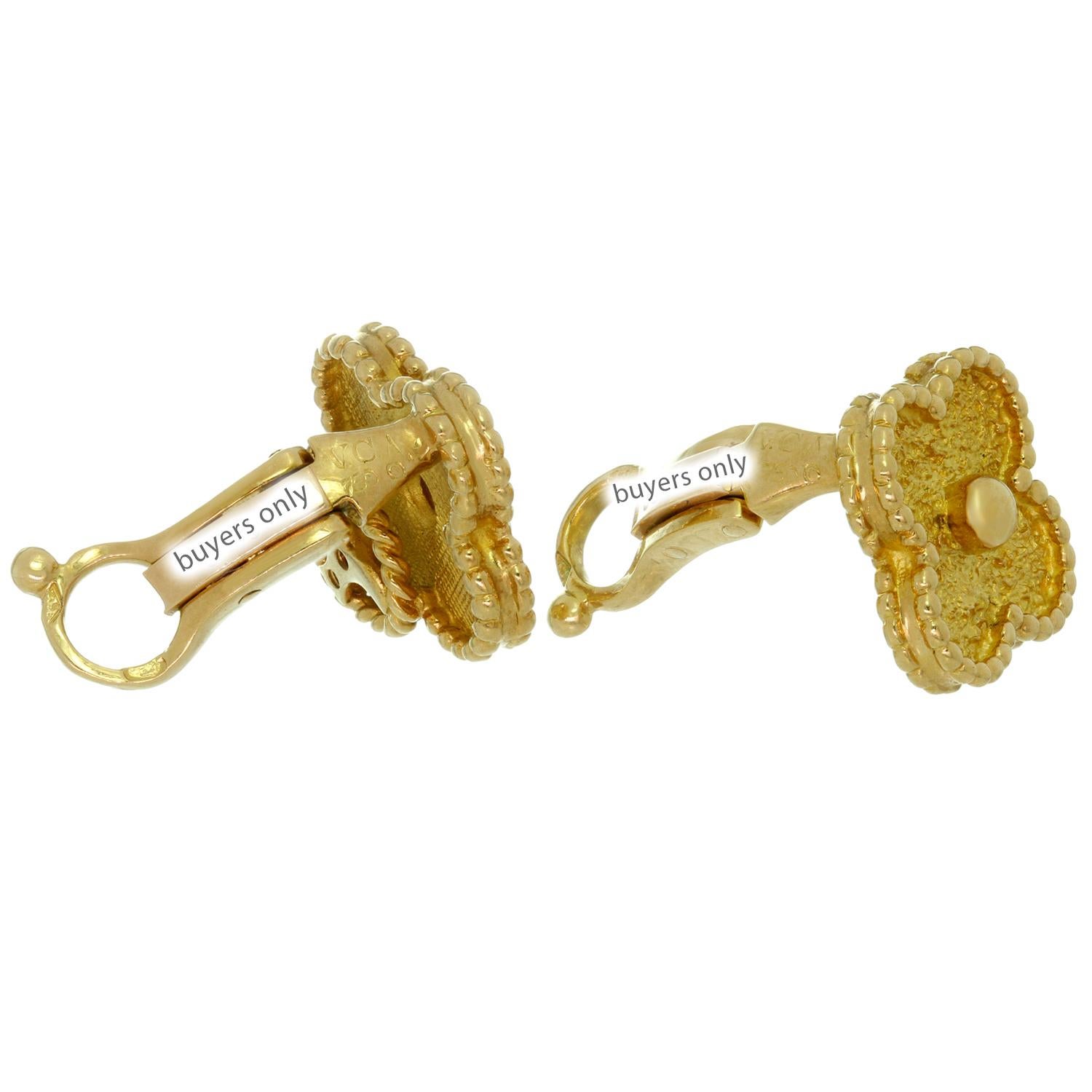 Women's Van Cleef & Arpels Vintage Alhambra Yellow Gold Clip-On Earrings