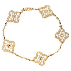 Van Cleef & Arpels Vintage Alhambra Yellow Gold Diamond Bracelet