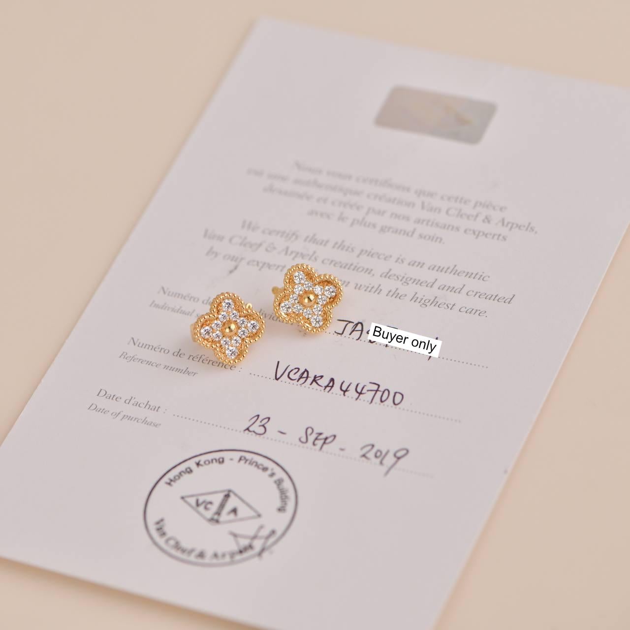 van cleef alhambra diamond earrings