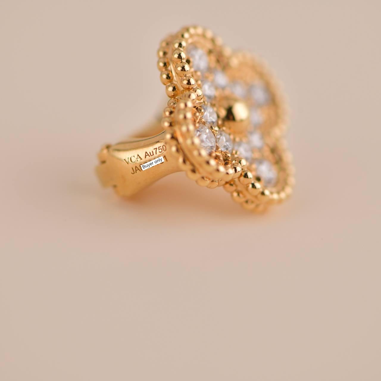 Brilliant Cut Van Cleef & Arpels Vintage Alhambra Yellow Gold Diamond Earrings