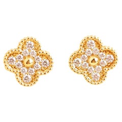 Van Cleef & Arpels Vintage Alhambra Yellow Gold Diamond Earrings