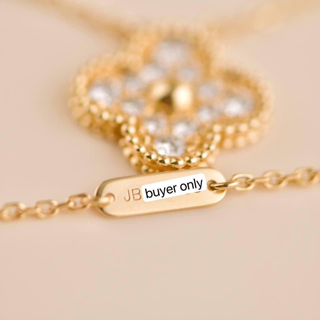 Van Cleef & Arpels Vintage Alhambra Yellow Gold Diamond Paved Pendant For Sale 3