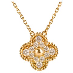 Van Cleef & Arpels Vintage Alhambra Yellow Gold Diamond Paved Pendant