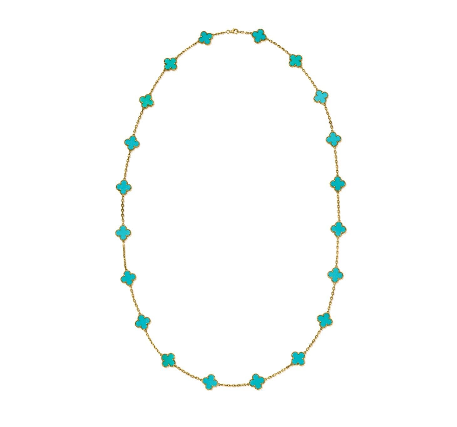 Van Cleef & Arpels 'Vintage Alhamrba' Turquoise Necklace In Excellent Condition In New York, NY