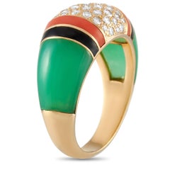 Van Cleef & Arpels Art Deco 18 Karat Gold 0.65 Carat Diamond Multi-Gem Ring