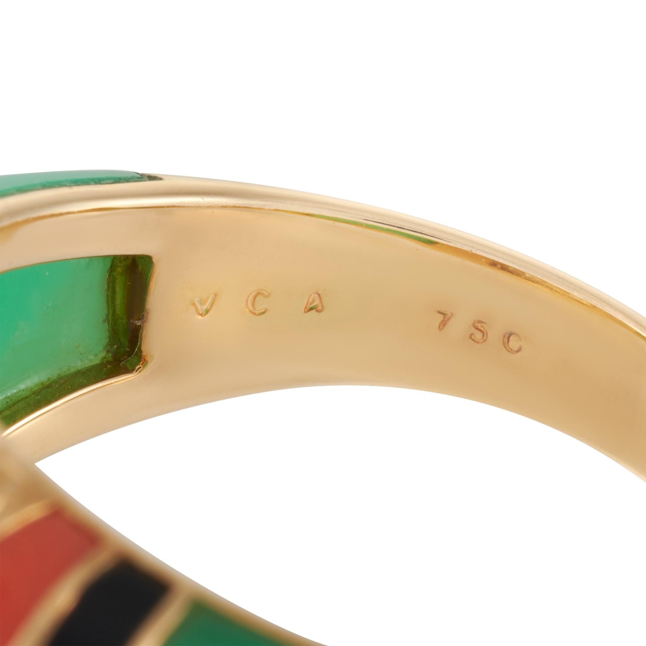 Women's Van Cleef & Arpels Art Deco 18 Karat Gold 0.65 Carat Diamond Multi-Gem Ring