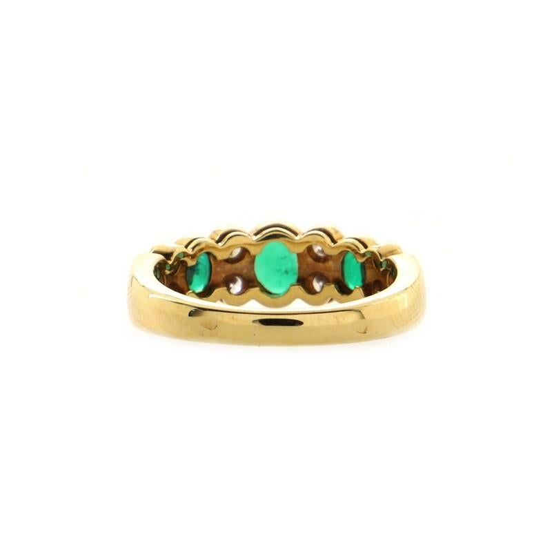 Van Cleef & Arpels Vintage Band Ring 18K Yellow Gold with Emeralds and Diamonds In Fair Condition In New York, NY
