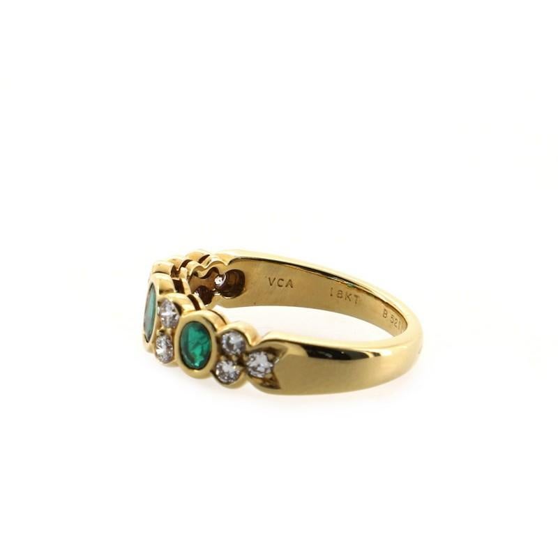 Women's or Men's Van Cleef & Arpels Vintage Band Ring 18K Yellow Gold with Emeralds and Diamonds
