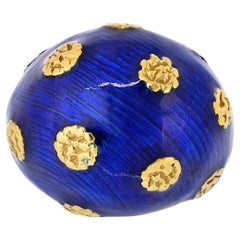 Van Cleef & Arpels, bague et paire de boucles d'oreilles vintage en émail bleu