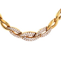 Van Cleef & Arpels Vintage Chain Link Necklace 18k Yellow Gold and Diamonds