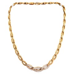 Van Cleef & Arpels Vintage Chain Link Necklace 18k Yellow Gold and Diamonds