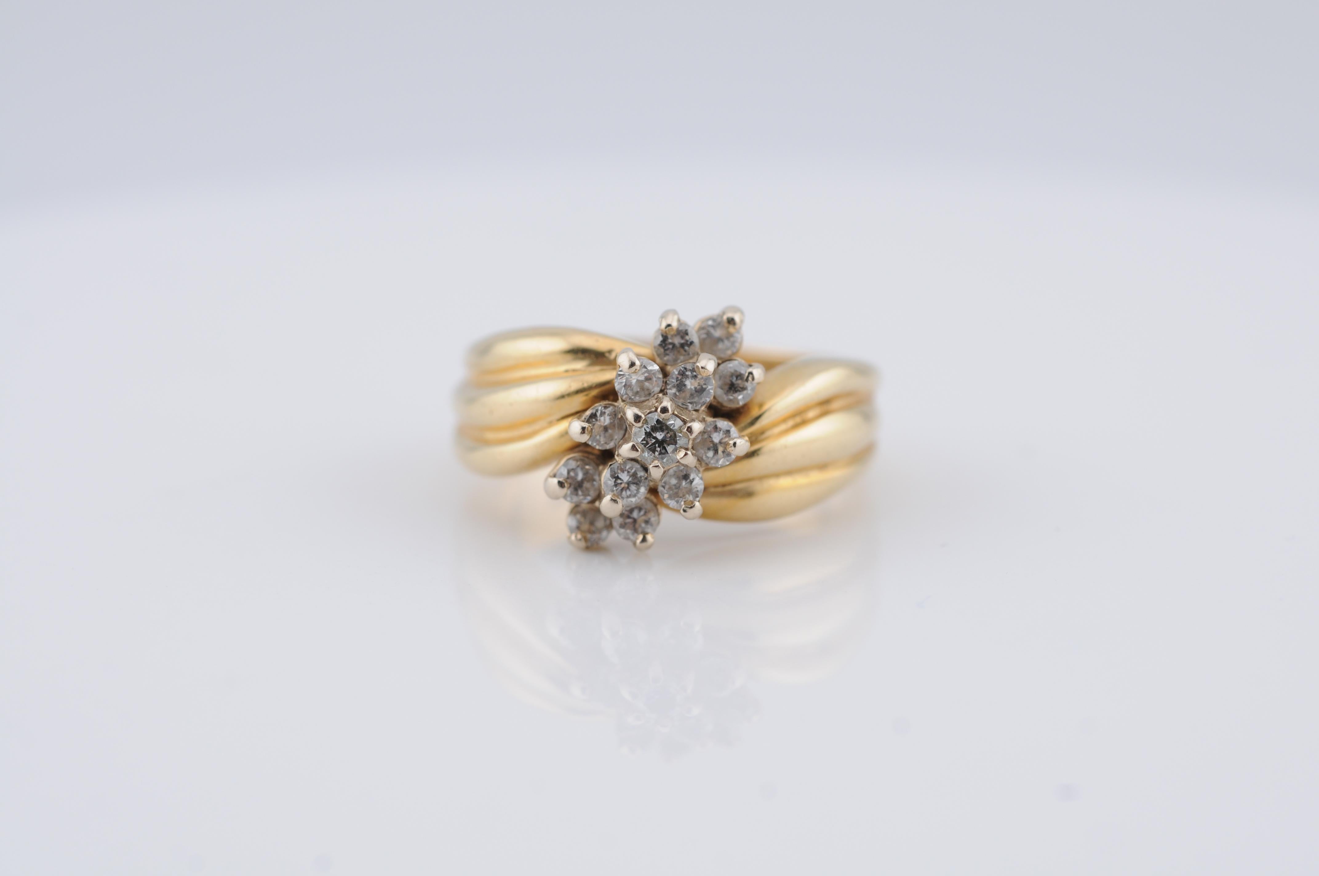 Aesthetic Movement Van Cleef & Arpels Vintage Cluster Ring – 14K Gold, 0.50 ct Diamonds For Sale