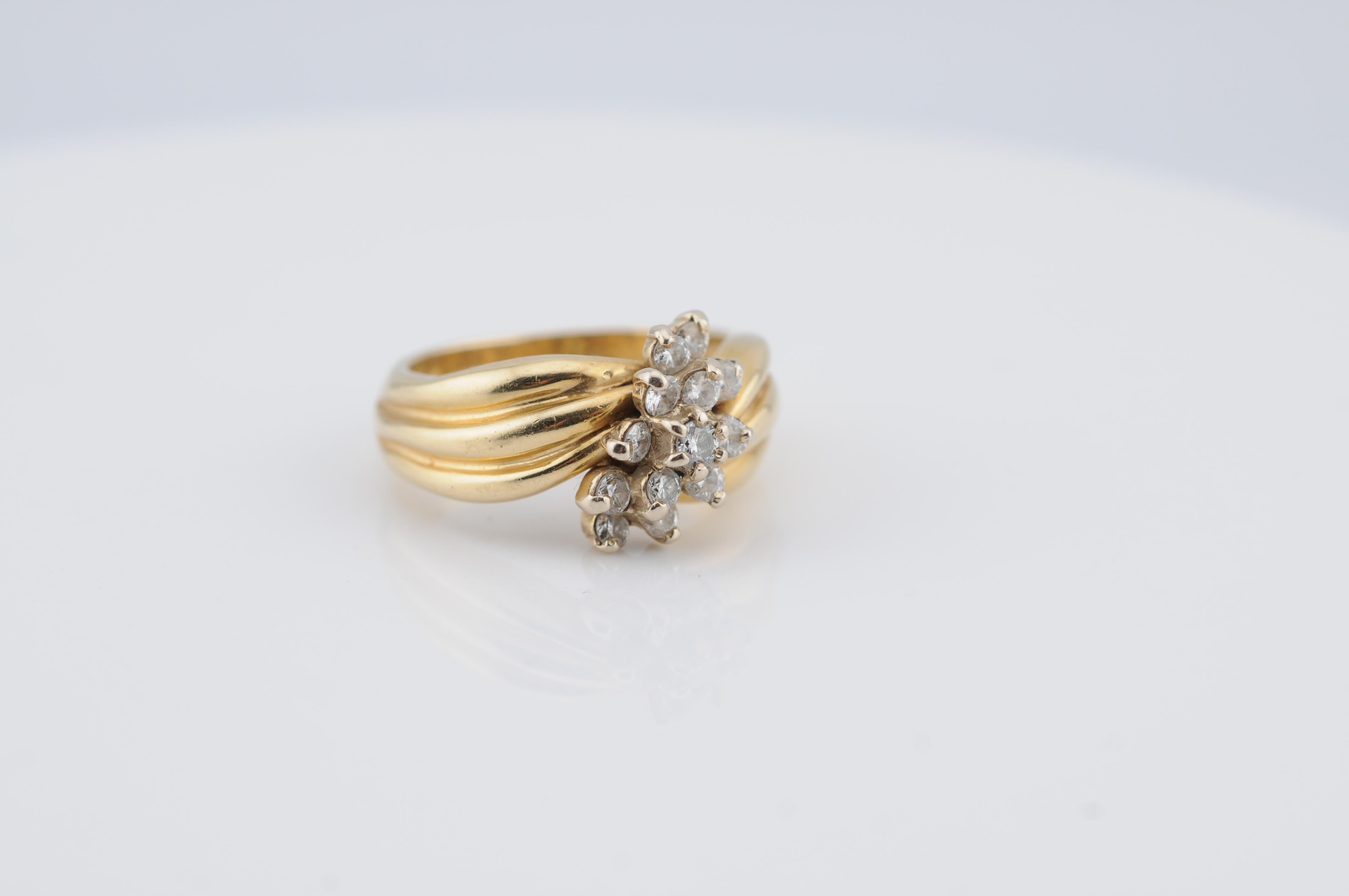 Brilliant Cut Van Cleef & Arpels Vintage Cluster Ring – 14K Gold, 0.50 ct Diamonds For Sale