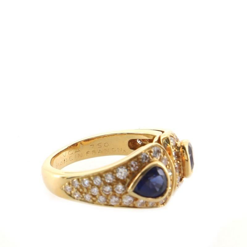 Van Cleef & Arpels Vintage Cocktail Ring 18K Yellow Gold with Sapphires and Diam 1