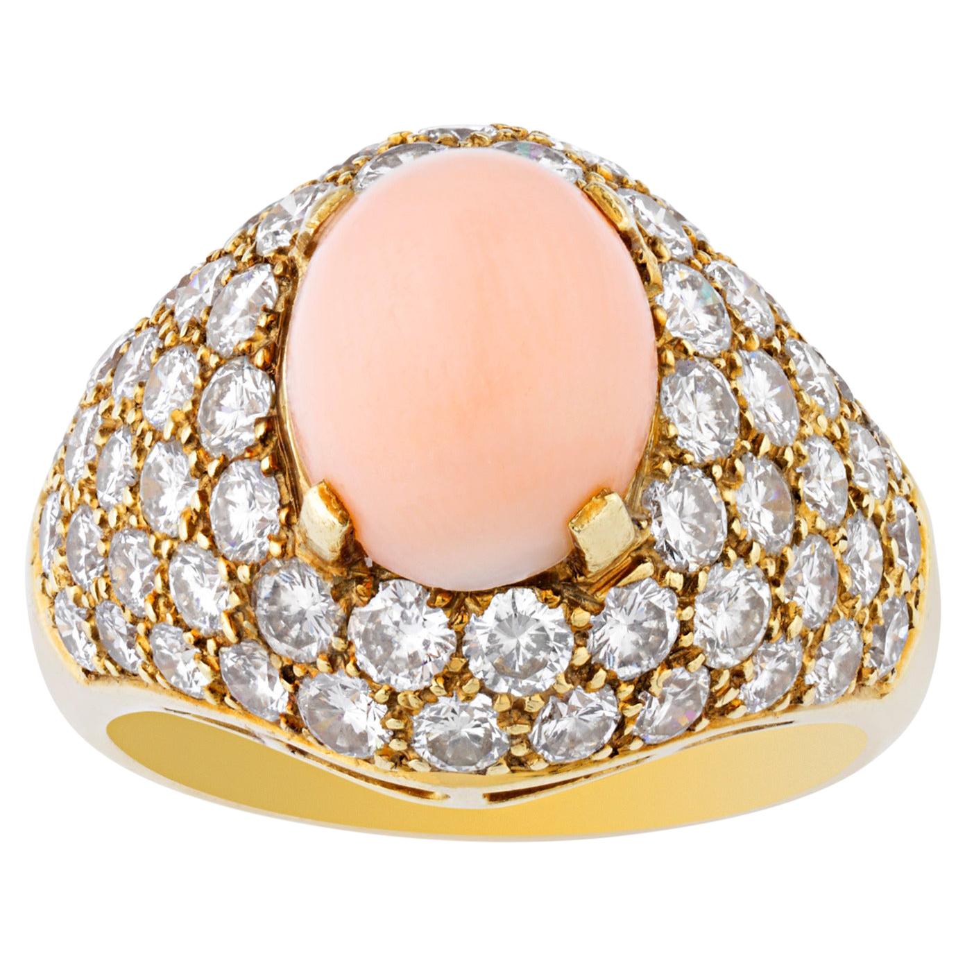 Van Cleef & Arpels Vintage Coral Diamond Ring