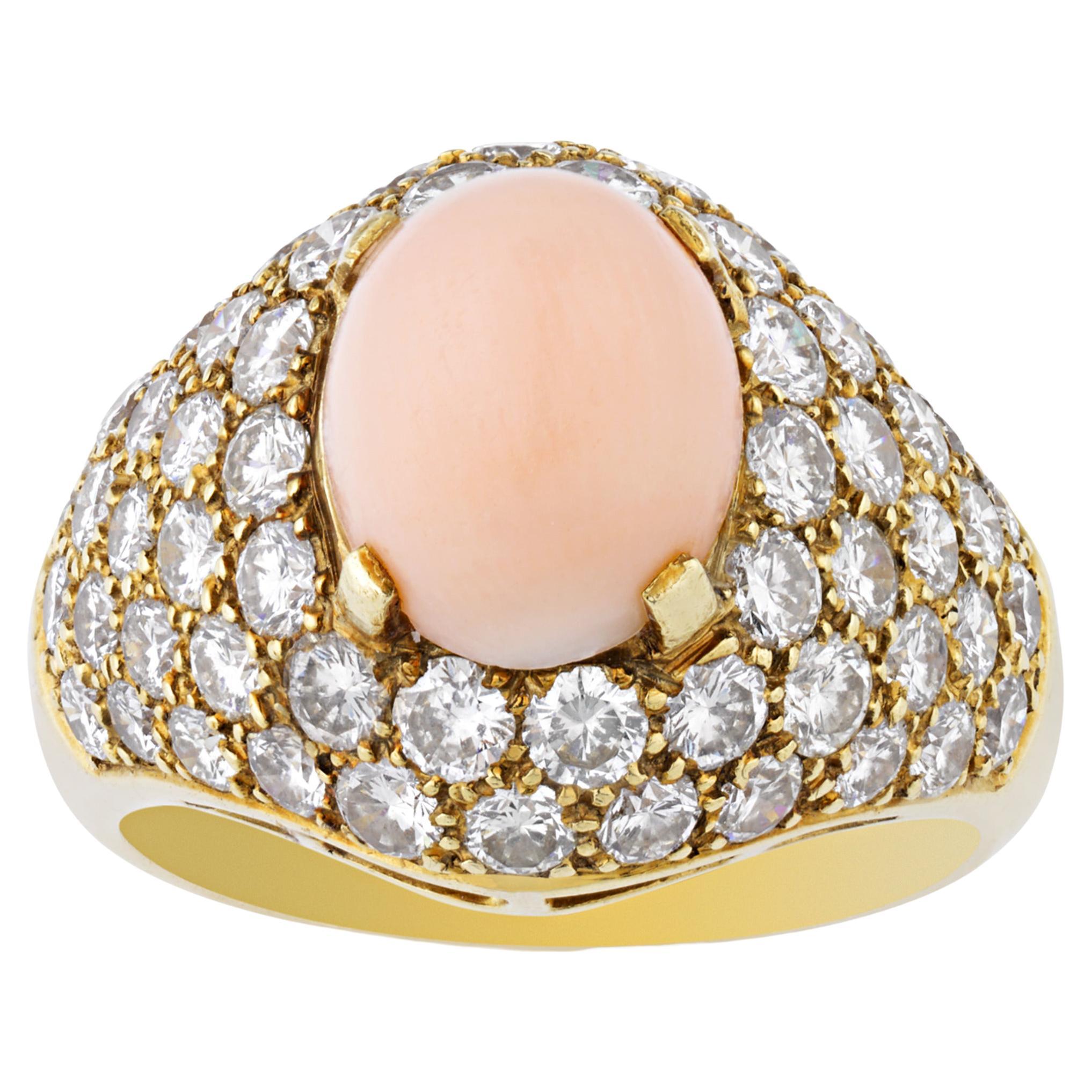 Van Cleef & Arpels Vintage Coral Diamond Ring