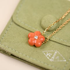 Van Cleef & Arpels Vintage Coral Diamond Yellow Gold Pendant