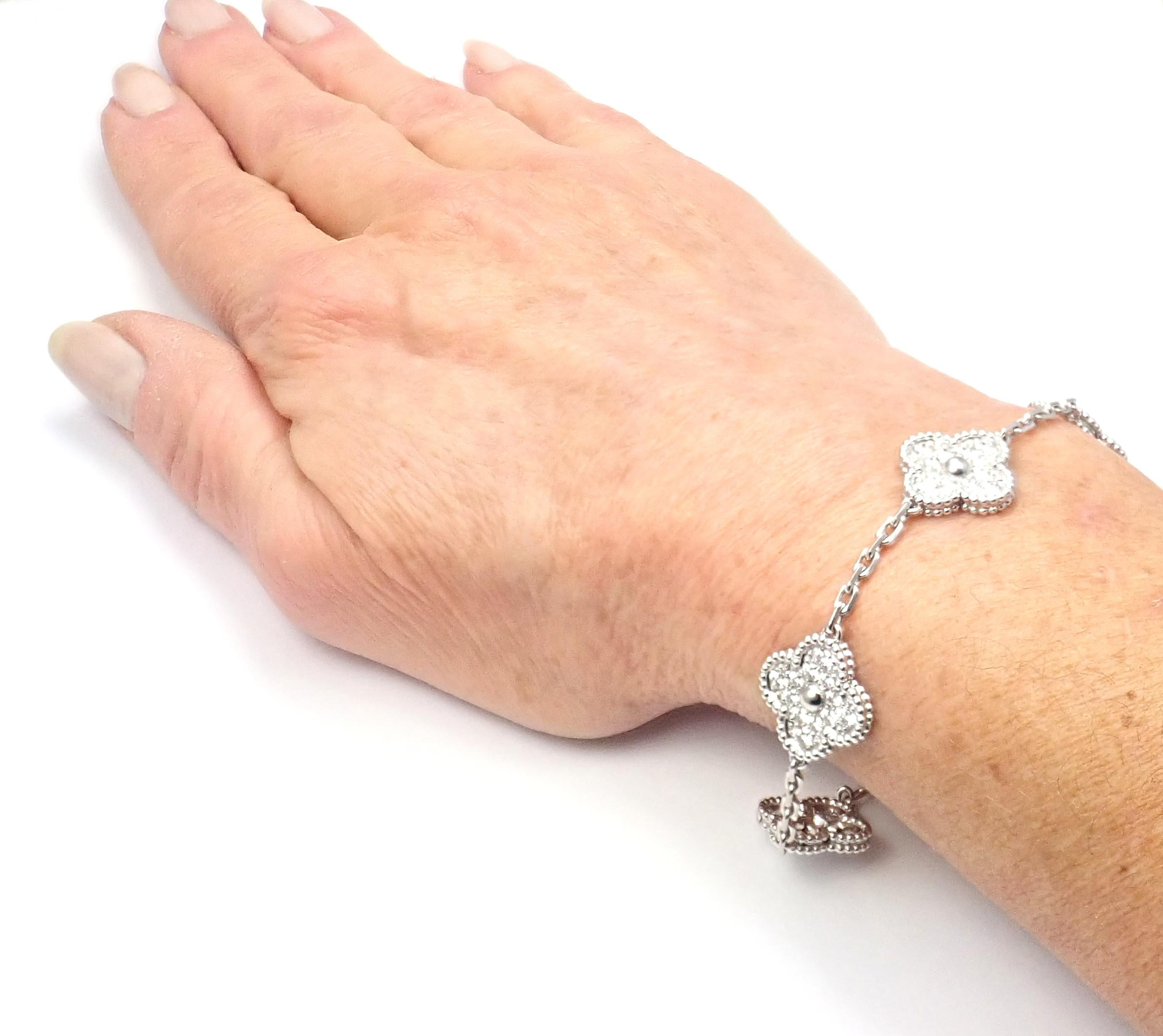 Van Cleef & Arpels Vintage Diamond Alhambra White Gold Bracelet 2