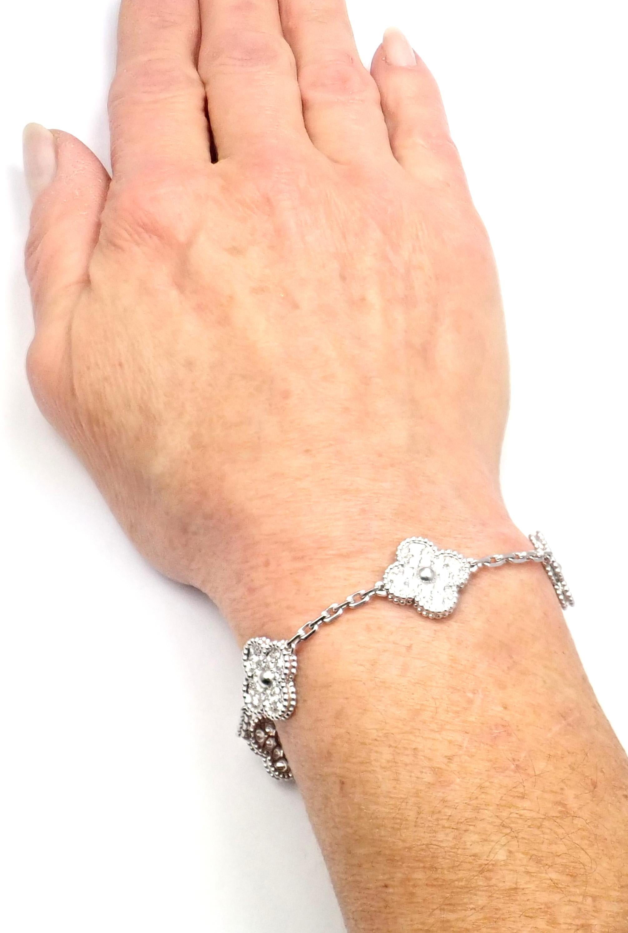 Van Cleef & Arpels Vintage Diamond Alhambra White Gold Bracelet 1