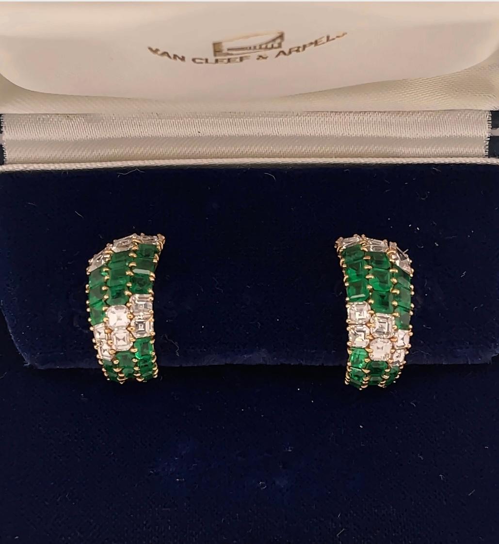 Van Cleef & Arpels Diamond and Emerald Earrings

Estimated Weight of Top Quality Emerald 6.0 carats

Estimated Weight of Diamond 3.0 carats

DE Color VVS Clarity

Marked 