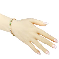Van Cleef & Arpels Vintage Diamond and Emerald 18K Yellow Gold Tennis Bracelet