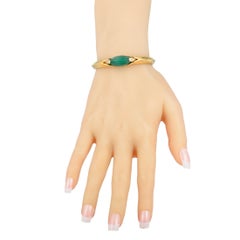 Van Cleef & Arpels Vintage Diamond and Jade 18 Karat Yellow Gold Bangle Bracelet