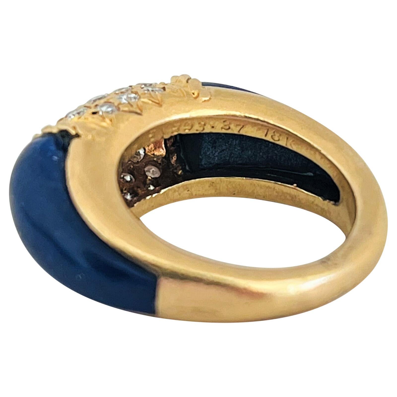 Van Cleef & Arpels Vintage Diamond and Lapis Lazuli Philippine Ring For Sale 3