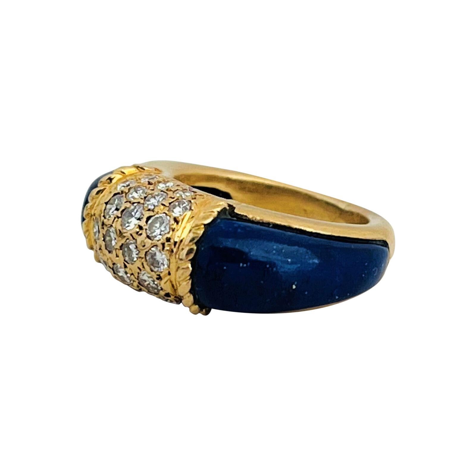 Van Cleef & Arpels Vintage Diamond and Lapis Lazuli Philippine Ring In Good Condition For Sale In Guilford, CT