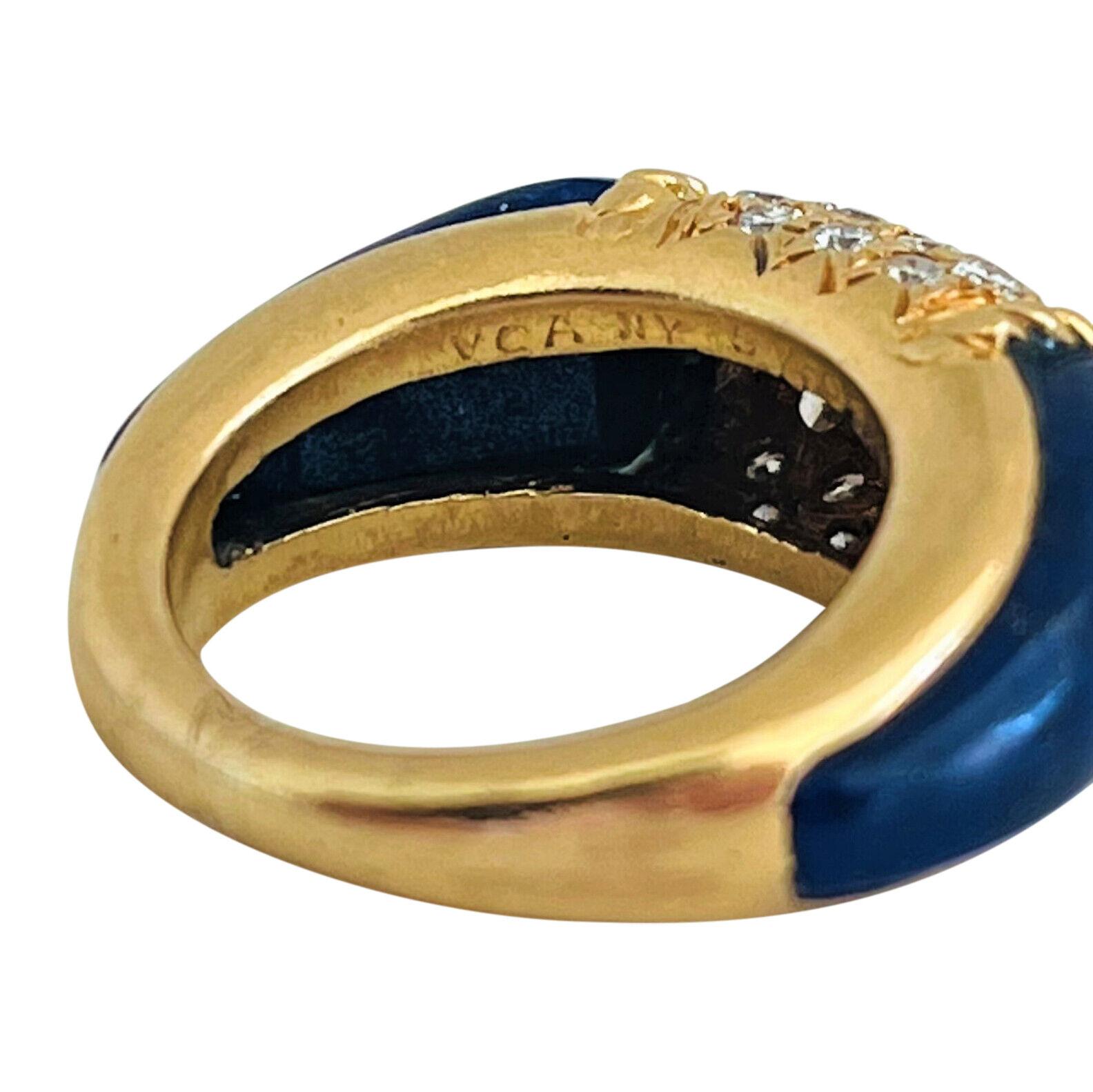 Van Cleef & Arpels Vintage Diamond and Lapis Lazuli Philippine Ring For Sale 1