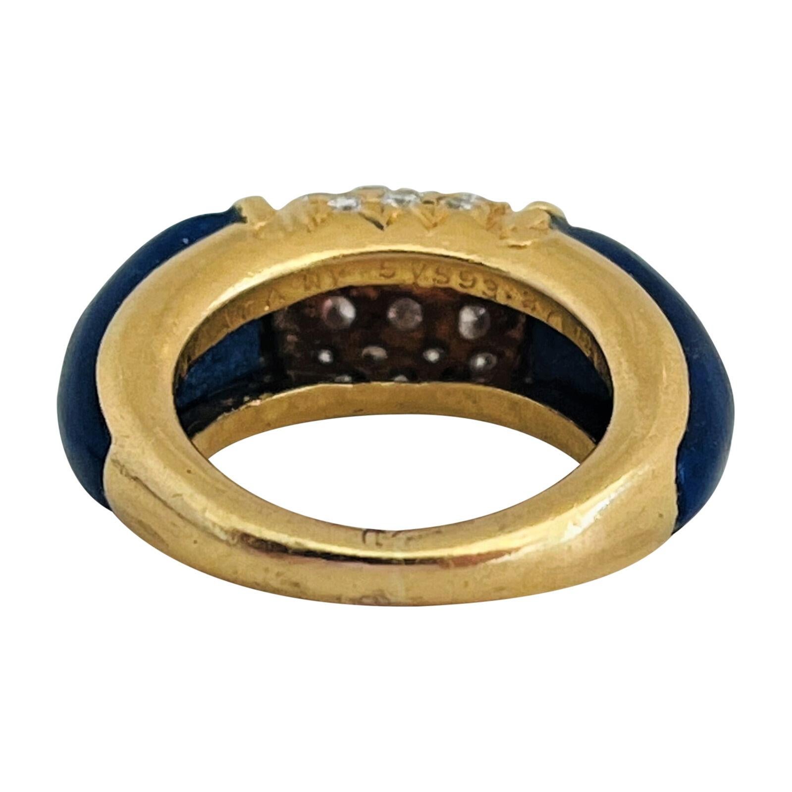 Van Cleef & Arpels Vintage Diamond and Lapis Lazuli Philippine Ring For Sale 2