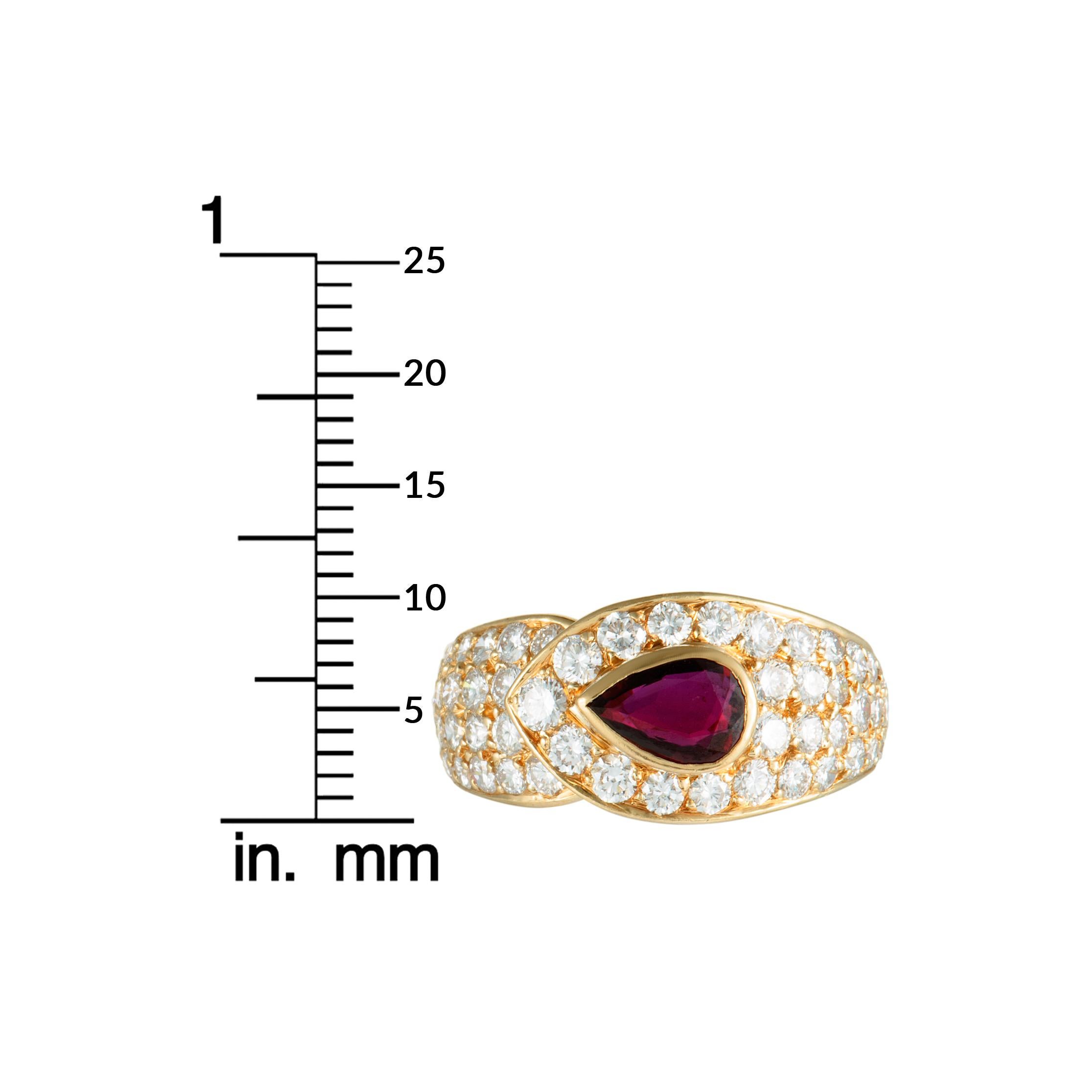 Van Cleef & Arpels Vintage Diamond and Ruby Yellow Gold Band Ring 2