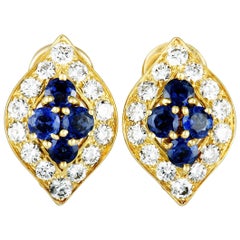 Van Cleef 
Arpels Vintage Diamond and Sapphire Yellow Gold Clip-On Earrings
