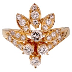 Van Cleef & Arpels Vintage Diamond Cocktail 18k Yellow Gold Ring Sz 5 1/2