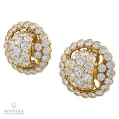 Van Cleef & Arpels 17ct Diamond Pavé Button Earrings, 1970s France