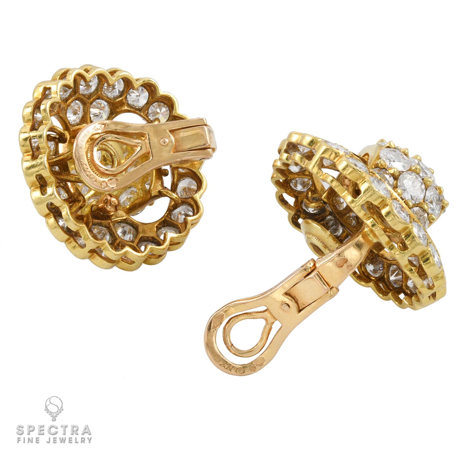 Van Cleef & Arpels Vintage Diamond Earrings In Excellent Condition For Sale In New York, NY