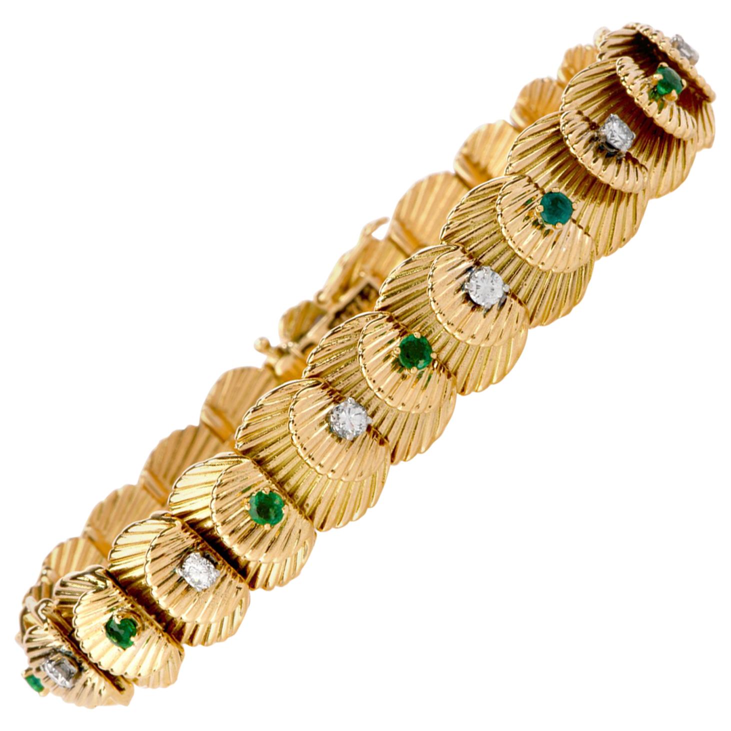 Van Cleef & Arpels Vintage Diamant-Smaragd-Armband aus 18 Karat VCA Gold