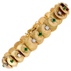 Van Cleef & Arpels Retro Diamond Emerald 18 Karat VCA Gold Bracelet