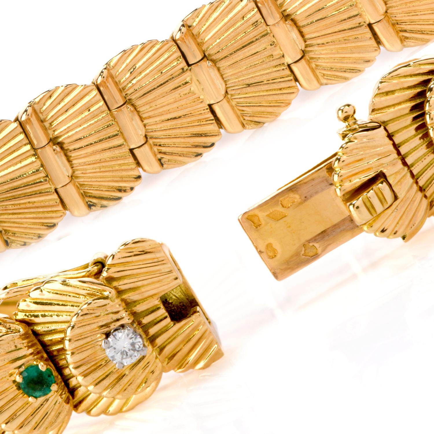 Van Cleef & Arpels Vintage Diamant-Smaragd-Armband aus 18 Karat VCA Gold (Retro) im Angebot