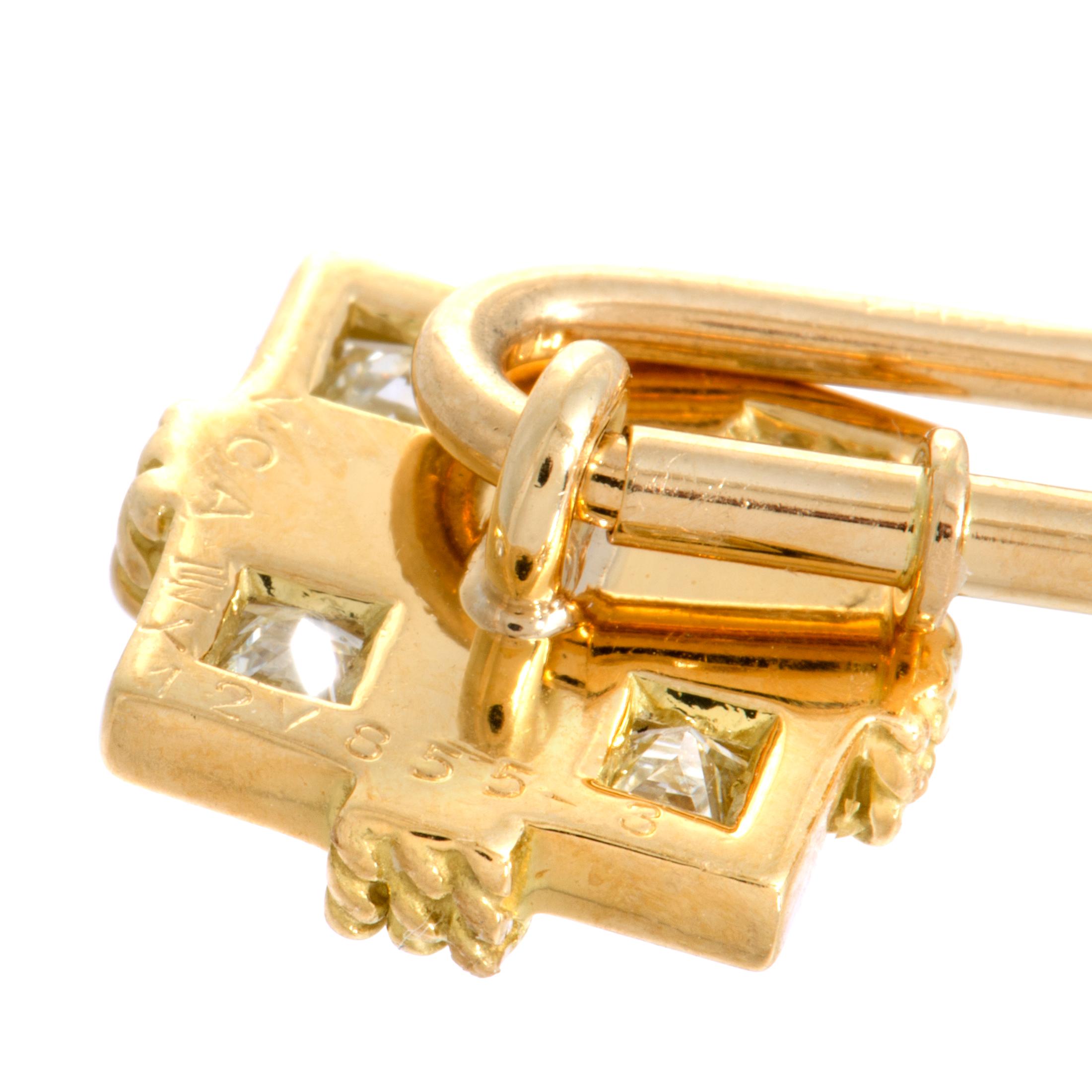 Van Cleef & Arpels Vintage Diamond Filigree Yellow Gold Square Cufflinks In Excellent Condition In Southampton, PA
