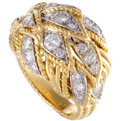 Van Cleef & Arpels Vintage Diamond Gold Bombe Ring