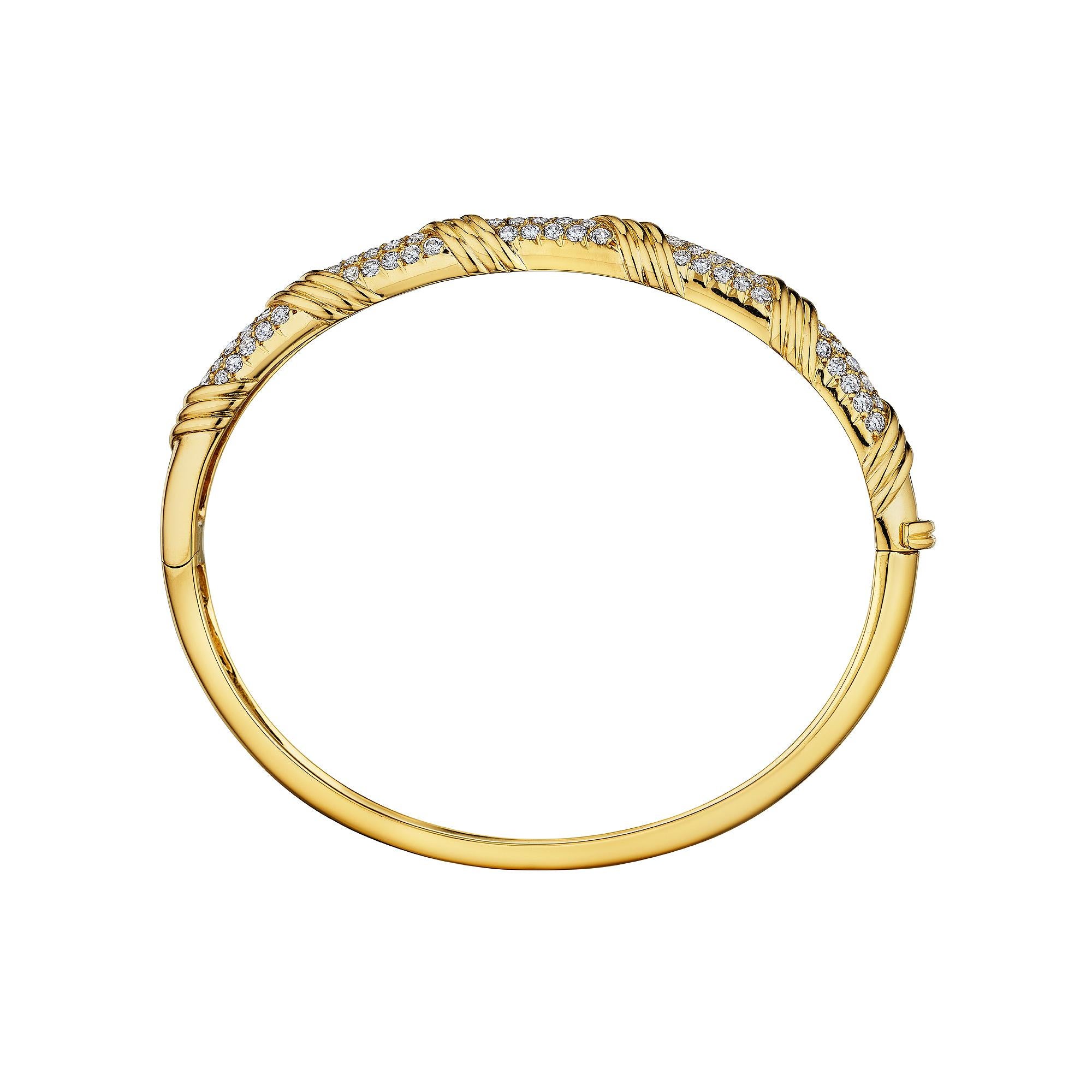 Moderniste Van Cleef & Arpels Bracelet jonc à charnières vintage en or et diamants en vente