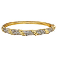 Van Cleef & Arpels Vintage Diamond Gold Hinged Bangle Bracelet