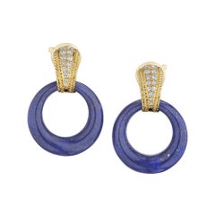 Van Cleef & Arpels Vintage Diamond Gold Lapis Turquoise Malachite Onyx Earrings