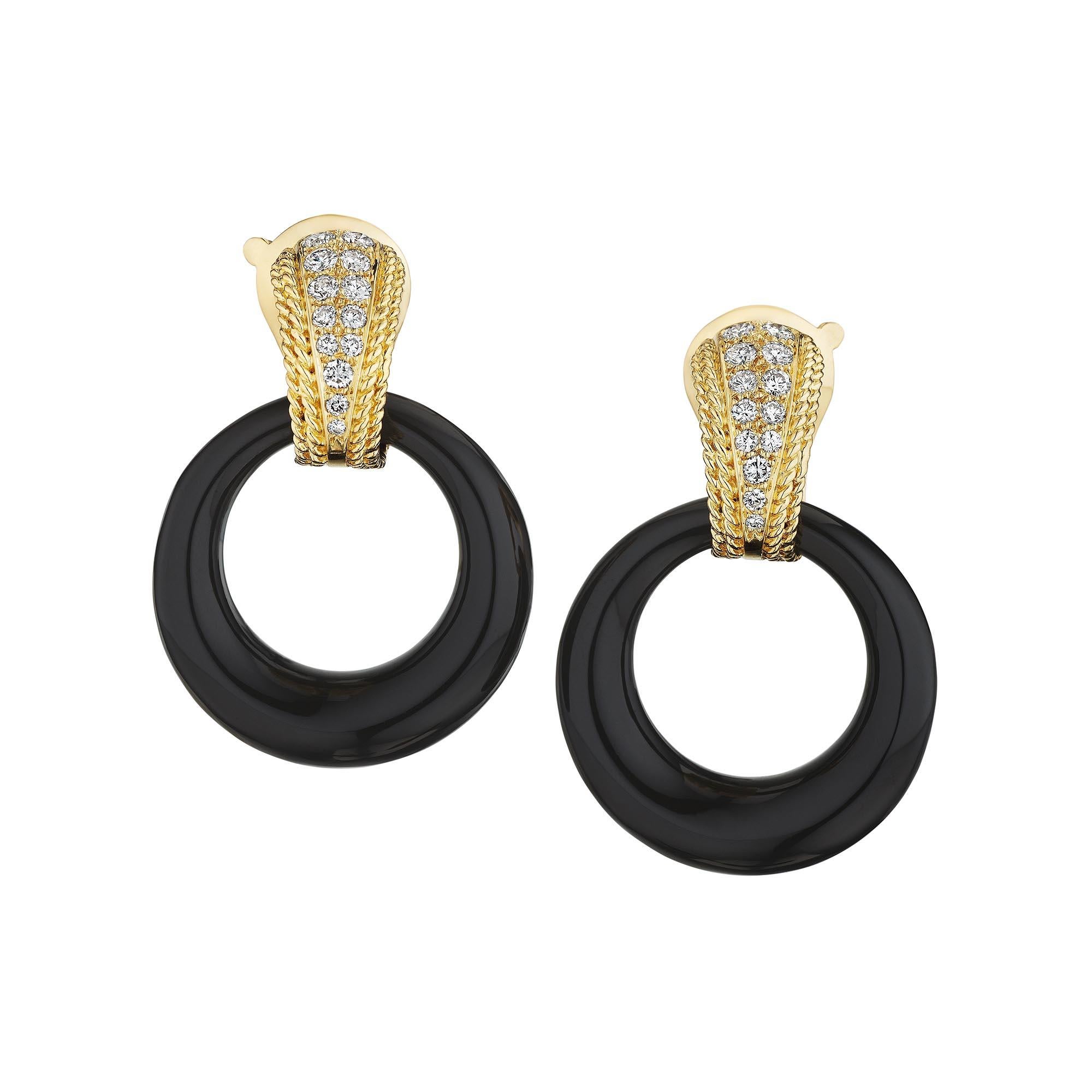 van cleef onyx earrings