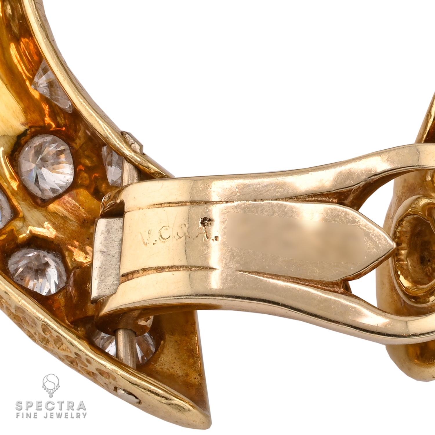 Pendientes de aro de diamantes vintage Van Cleef & Arpels, años 70 Corte brillante en venta