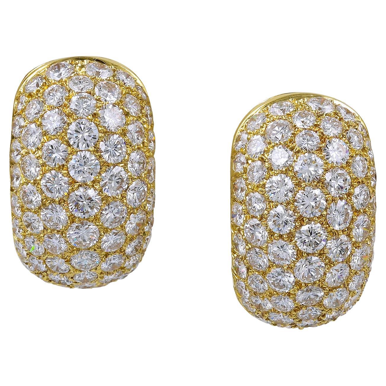 Van Cleef & Arpels Vintage Diamond 'Huggie' Earrings For Sale