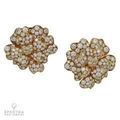 Van Cleef & Arpels Vintage Diamond Pavé Cluster Earrings, 1980s