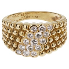 Van Cleef & Arpels Vintage Diamond Perlee 18k Yellow Gold Cocktail Ring Sz 6