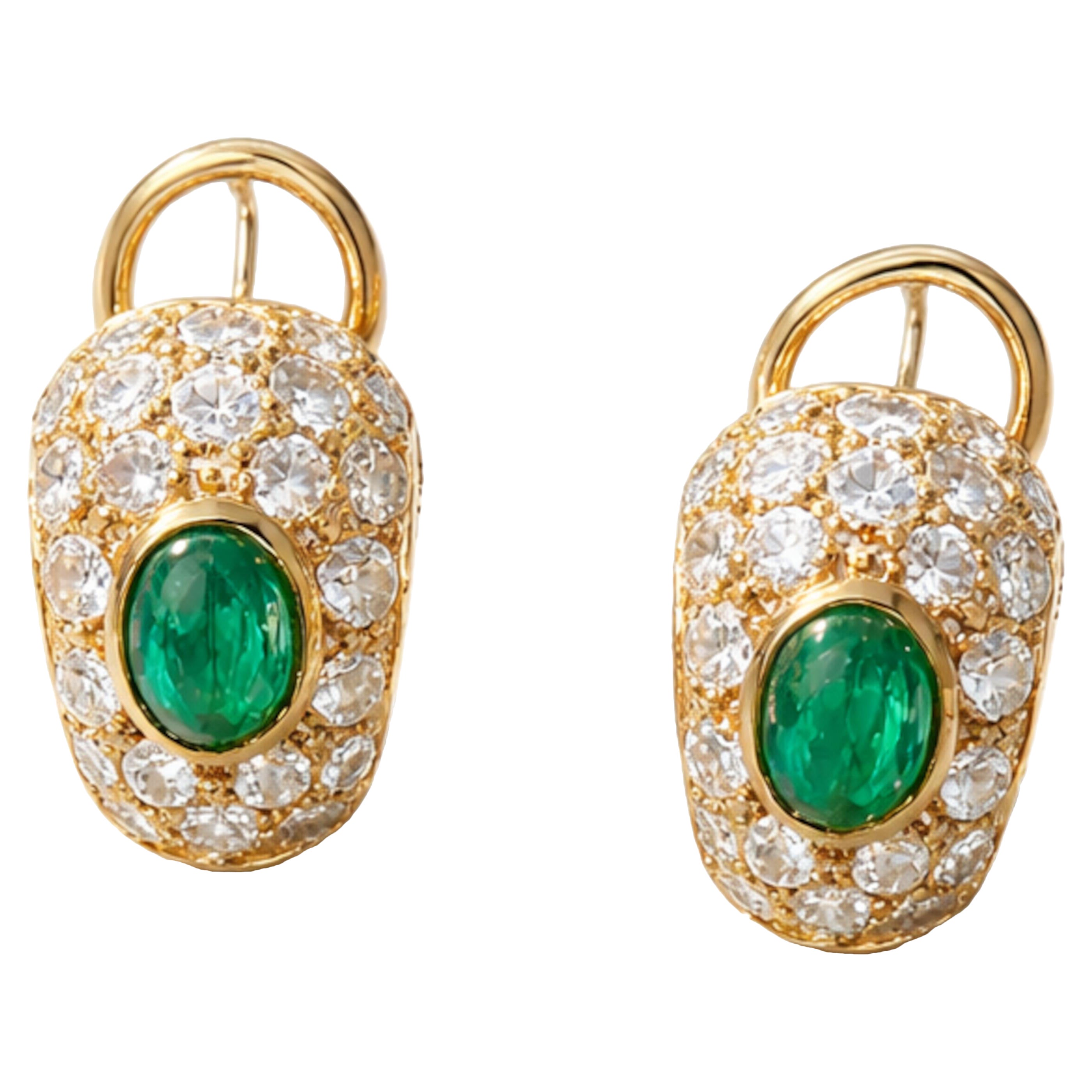 Pendientes vintage de esmeralda y diamantes Van Cleef 
Arpels en venta