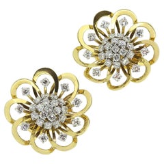 Van Cleef & Arpels Vintage Floral Diamond Cluster Earrings